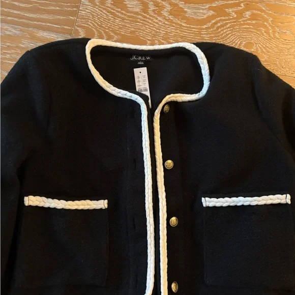 J. Crew Elegant Cropped Boucle Black Jacket - Picture 4 of 4